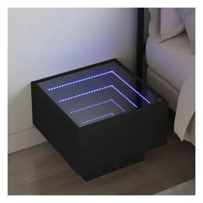 vidaXL Noční stolek s Infinity LED černý 40 x 40 x 30 cm