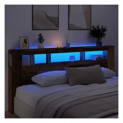 vidaXL Čelo postele s LED old wood 220x18,5x103,5 cm kompozitní dřevo