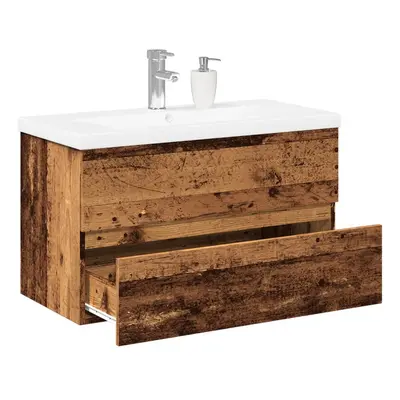 vidaXL Skříňka se zápustným umyvadlem old wood 81 x 39,5 x 49 cm