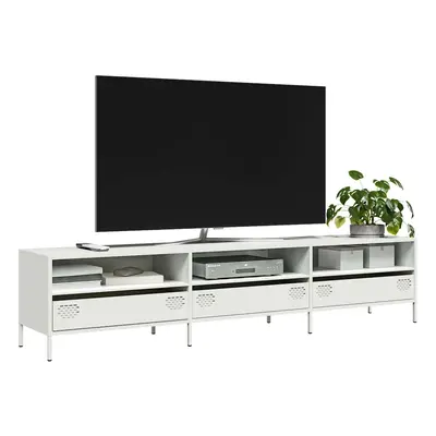 vidaXL TV skříňka bílá 202 x 39 x 43,5 cm ocel válcovaná za studena