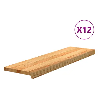 vidaXL Nášlapy na schody 12 ks světle hnědé 90x30x2 cm masivní dub