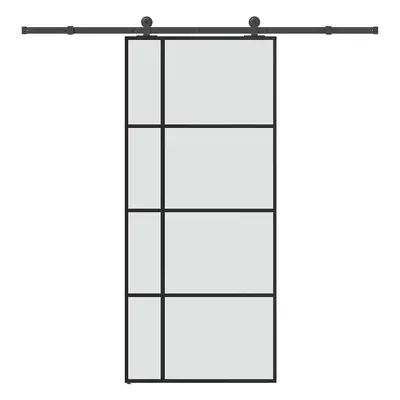 vidaXL Posuvné dveře s kováním 90x205 cm ESG sklo a hliník