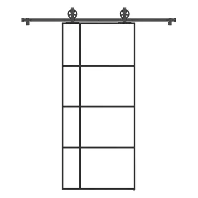 vidaXL Posuvné dveře s kováním 90x205 cm ESG sklo a hliník