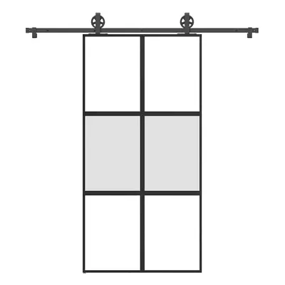vidaXL Posuvné dveře s kováním 102,5x205 cm tvrzeného sklo a hliník