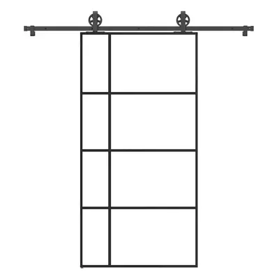 vidaXL Posuvné dveře s kováním 102,5 x 205 cm ESG sklo a hliník