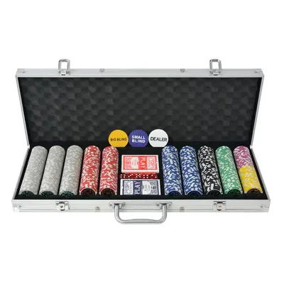 vidaXL Poker set s 500 laserovými žetony z hliníku