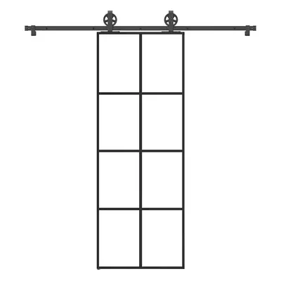 vidaXL Posuvné dveře s kováním 76x205 cm ESG sklo a hliník