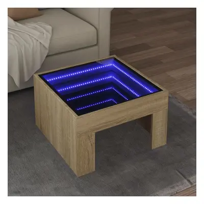 vidaXL Konferenční stolek s Infinity LED dub sonoma 50 x 50 x 30 cm