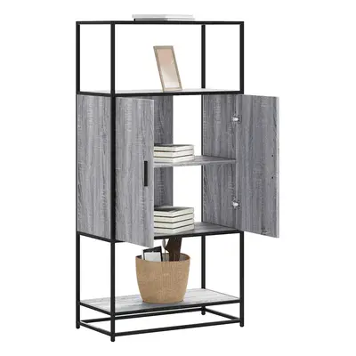 vidaXL Skříň highboard šedá sonoma 68x35x139cm kompozitní dřevo a kov