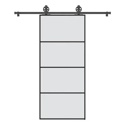 vidaXL Posuvné dveře s kováním 90x205 cm ESG sklo a hliník