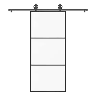 vidaXL Posuvné dveře s kováním 90x205 cm ESG sklo a hliník