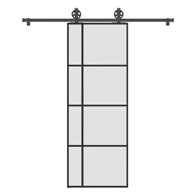 vidaXL Posuvné dveře s kováním 76x205 cm ESG sklo a hliník