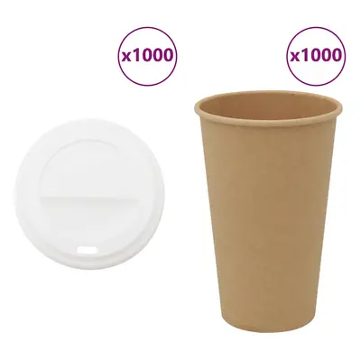 vidaXL Papírové kelímky na kávu s víčky 1000 pcs 16oz 400ml