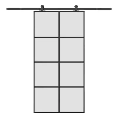 vidaXL Posuvné dveře s kováním 102,5 x 205 cm ESG sklo a hliník