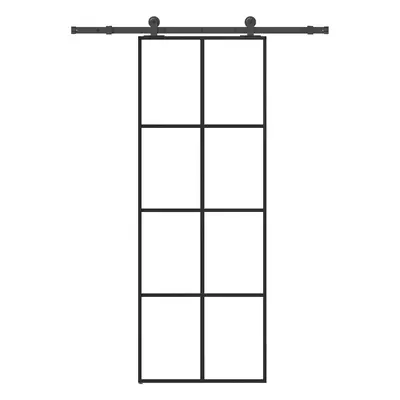 vidaXL Posuvné dveře s kováním 76x205 cm ESG sklo a hliník