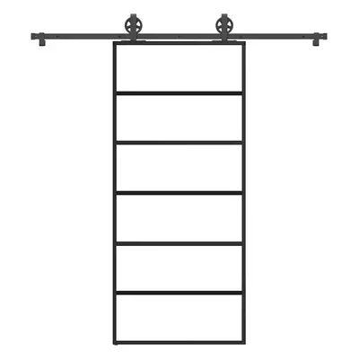 vidaXL Posuvné dveře s kováním 90x205 cm ESG sklo a hliník