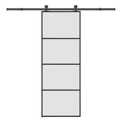 vidaXL Posuvné dveře s kováním 76x205 cm ESG sklo a hliník