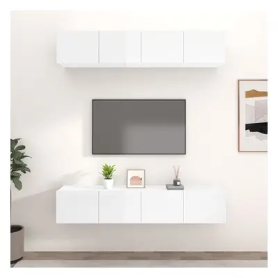 vidaXL TV skříňky 4 ks bílé vysoký lesk 80x30x30 cm kompozitní dřevo