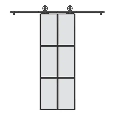 vidaXL Posuvné dveře s kováním 76x205 cm tvrzeného sklo a hliník