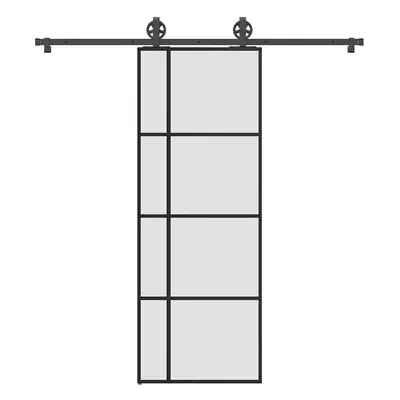 vidaXL Posuvné dveře s kováním 76x205 cm ESG sklo a hliník