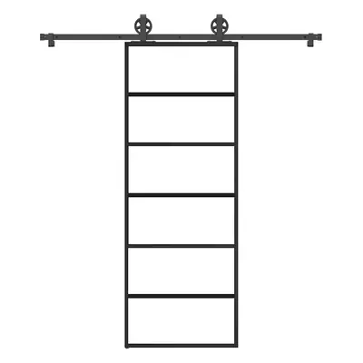 vidaXL Posuvné dveře s kováním 76x205 cm ESG sklo a hliník