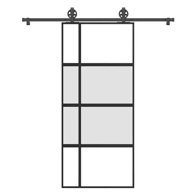 vidaXL Posuvné dveře s kováním 90x205 cm tvrzeného sklo a hliník