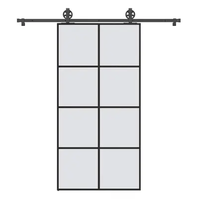 vidaXL Posuvné dveře s kováním 102,5 x 205 cm ESG sklo a hliník