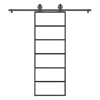 vidaXL Posuvné dveře s kováním 76x205 cm ESG sklo a hliník