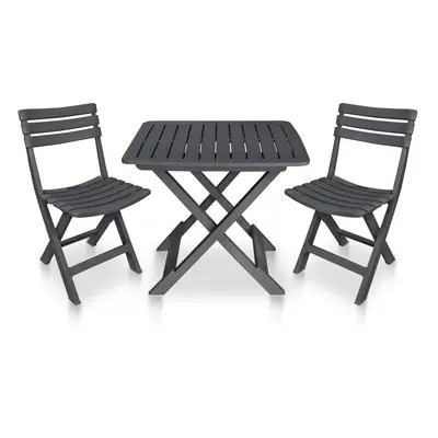 vidaXL 3dílný skládací bistro set plastový antracitový