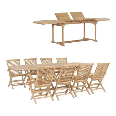 vidaXL 9dílný zahradní jídelní set 180–280 x 100 x 75 cm teakové dřevo