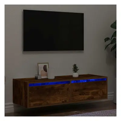 vidaXL TV skříňka s LED osvětlením kouřový dub 100X35,5x25 cm