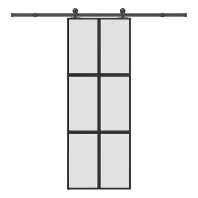 vidaXL Posuvné dveře s kováním 76x205 cm tvrzeného sklo a hliník