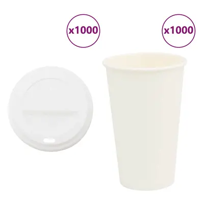 vidaXL Papírové kelímky na kávu s víčky 1000 pcs 16oz 400ml