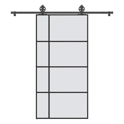 vidaXL Posuvné dveře s kováním 102,5 x 205 cm ESG sklo a hliník