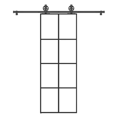 vidaXL Posuvné dveře s kováním 76x205 cm ESG sklo a hliník
