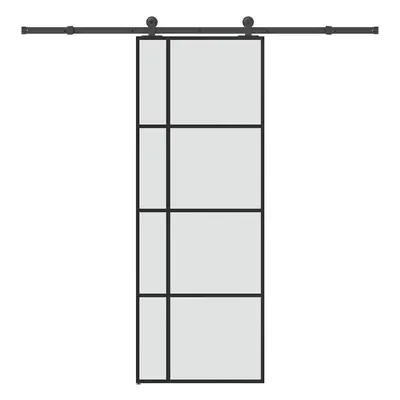 vidaXL Posuvné dveře s kováním 76x205 cm ESG sklo a hliník