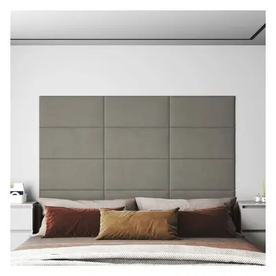 vidaXL Nástěnné panely 12 ks světle šedé 60 x 30 cm samet 2,16 m²