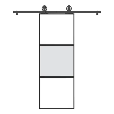 vidaXL Posuvné dveře s kováním 76x205 cm tvrzeného sklo a hliník