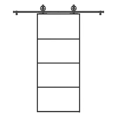 vidaXL Posuvné dveře s kováním 90x205 cm ESG sklo a hliník