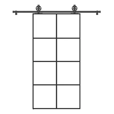 vidaXL Posuvné dveře s kováním 102,5 x 205 cm ESG sklo a hliník