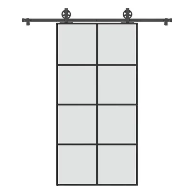 vidaXL Posuvné dveře s kováním 102,5 x 205 cm ESG sklo a hliník