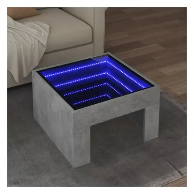 vidaXL Konferenční stolek s Infinity LED betonově šedý 50 x 50 x 30 cm