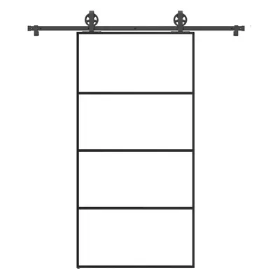 vidaXL Posuvné dveře s kováním 102,5 x 205 cm ESG sklo a hliník