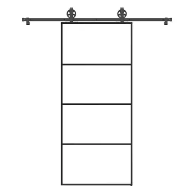 vidaXL Posuvné dveře s kováním 90x205 cm ESG sklo a hliník