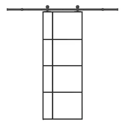 vidaXL Posuvné dveře s kováním 76x205 cm ESG sklo a hliník