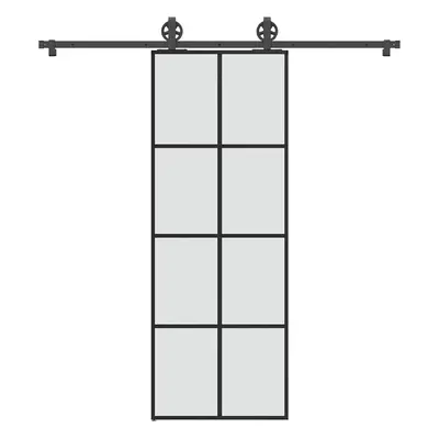 vidaXL Posuvné dveře s kováním 76x205 cm ESG sklo a hliník