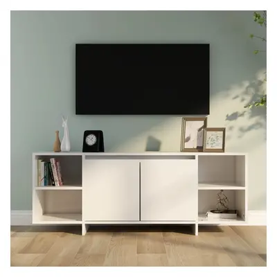 vidaXL TV stolek bílý s vysokým leskem 130 x 35 x 50 cm dřevotříska