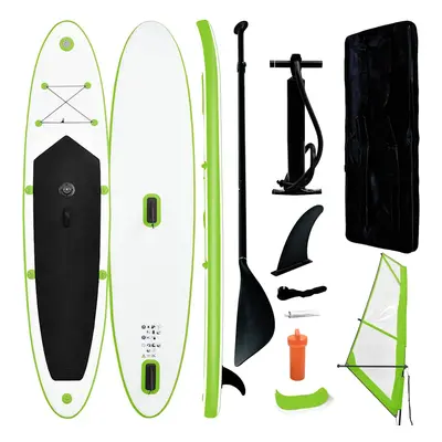 vidaXL Nafukovací Stand Up Paddleboard s plachtou zeleno-bílý