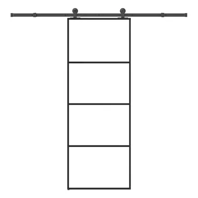 vidaXL Posuvné dveře s kováním 76x205 cm ESG sklo a hliník