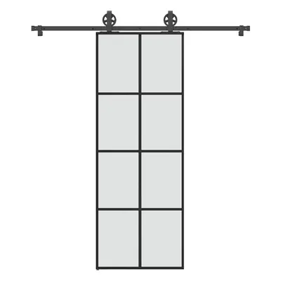 vidaXL Posuvné dveře s kováním 76x205 cm ESG sklo a hliník